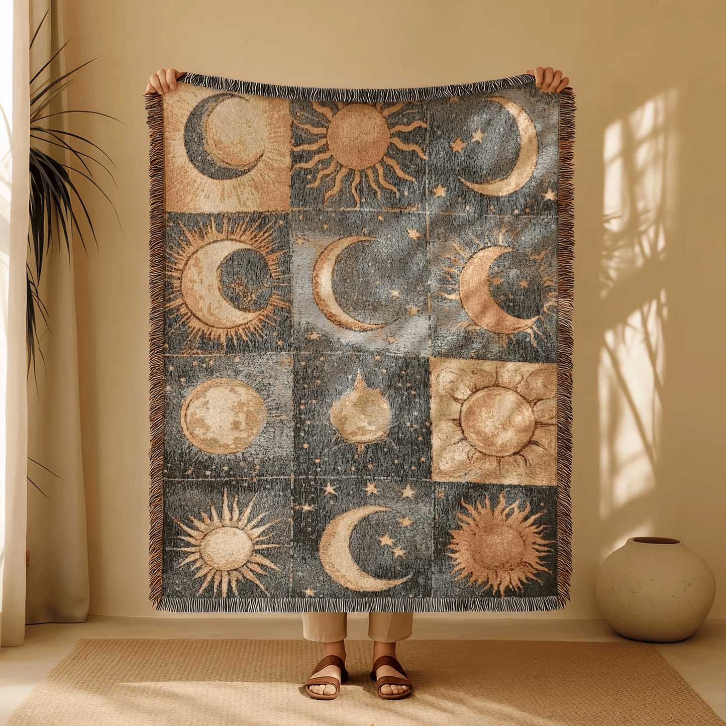 🎃✨Halloween Patchwork Woven Throw Blanket with Tassels
