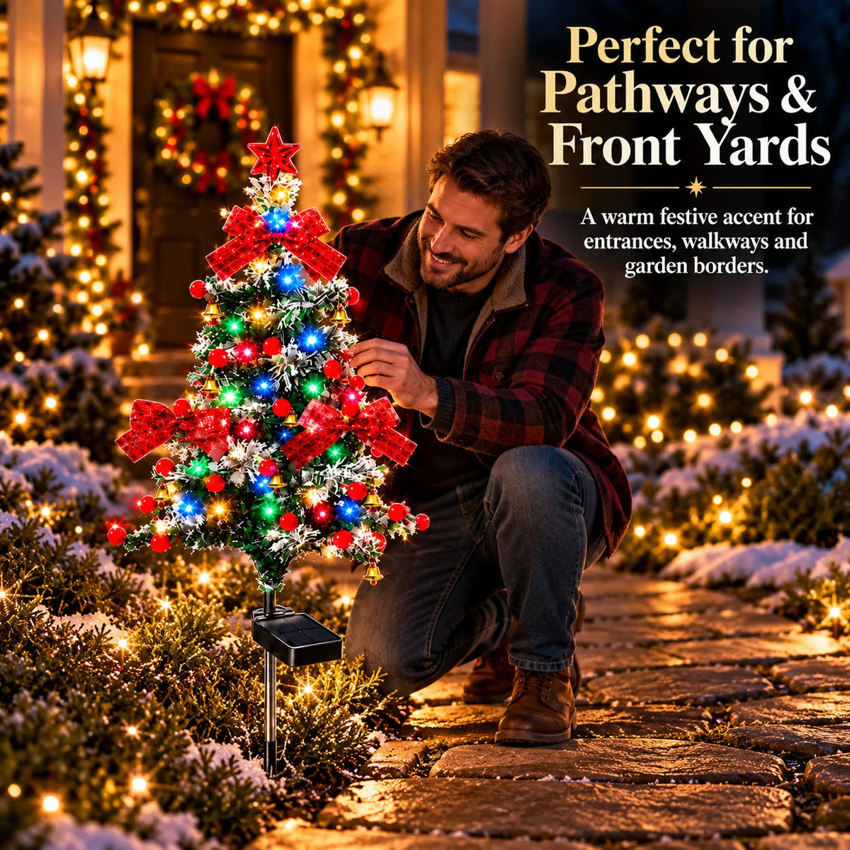 🎄 Solar Cedar Christmas Tree Lights| Festive Outdoor Holiday Decor🔥