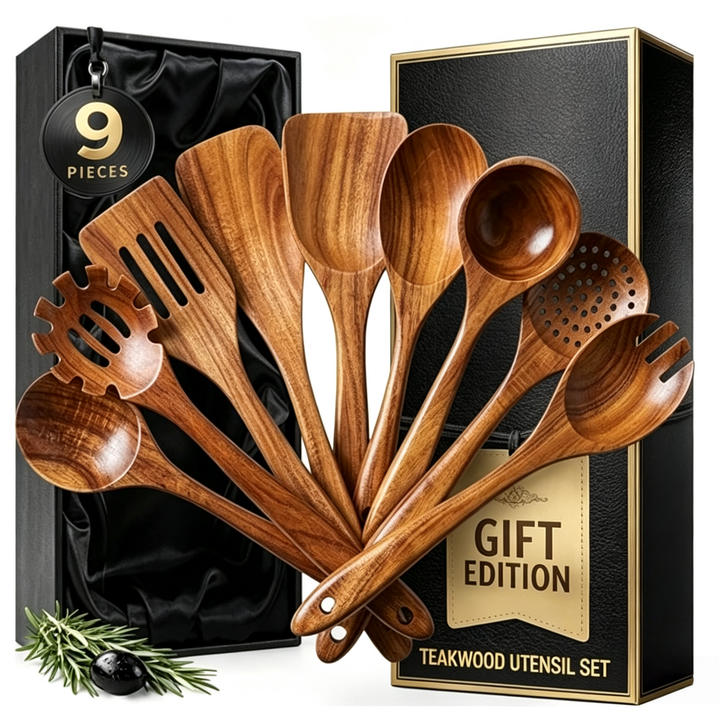 The TeakWood QRAVION™ | Premium Non-Toxic Utensil Set Teak Wood Utensils