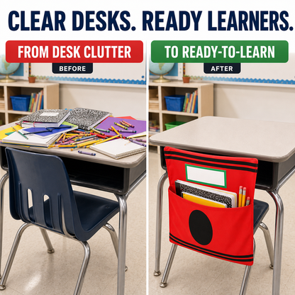 Crayon Chair Back Pockets for Classroom Storage