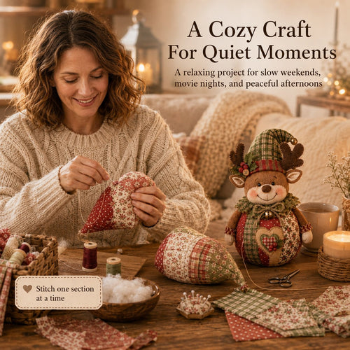 🎄 Save 50% | Christmas Patchwork Doll Sewing Kit – A Cosy Craft for Quiet Moments