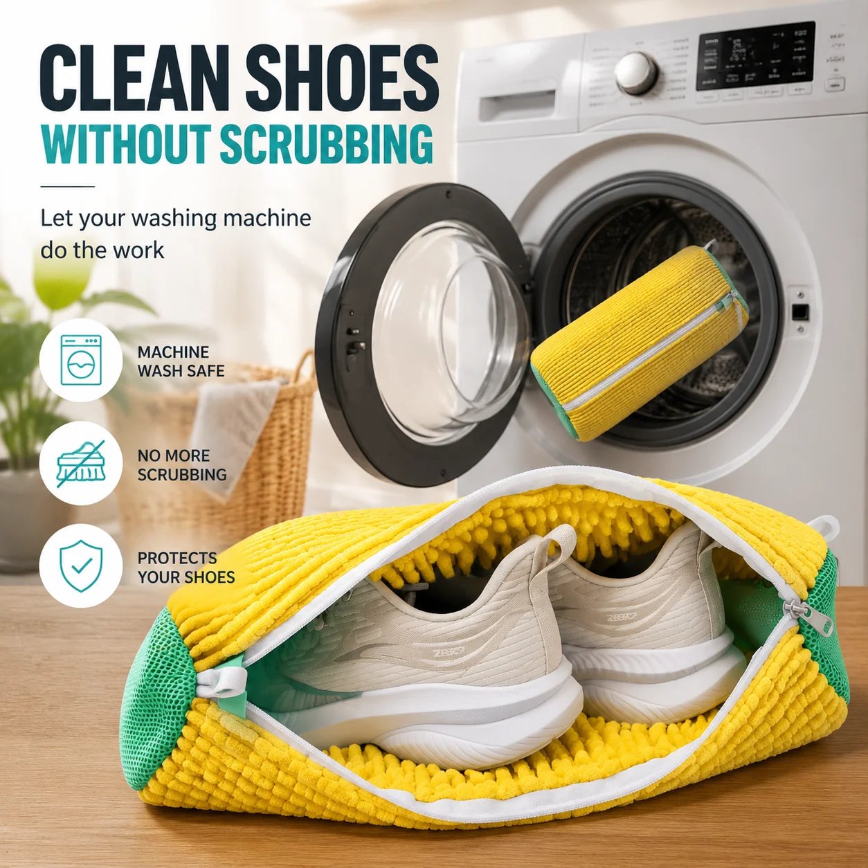 👟 No-Scrub Shoe Washing Bag – Clean & Protect Your Sneakers In The Washing Machine