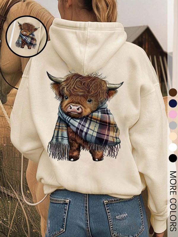 🎄🎅2026 CHRISTMAS SALE 70% OFF!!🎁Cute Highland Cow Cozy Fleece-Lined Hooded Sweatshirt🦬