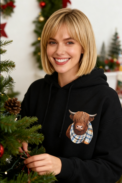 🎄🎅2026 CHRISTMAS SALE 70% OFF!!🎁Cute Highland Cow Cozy Fleece-Lined Hooded Sweatshirt🦬