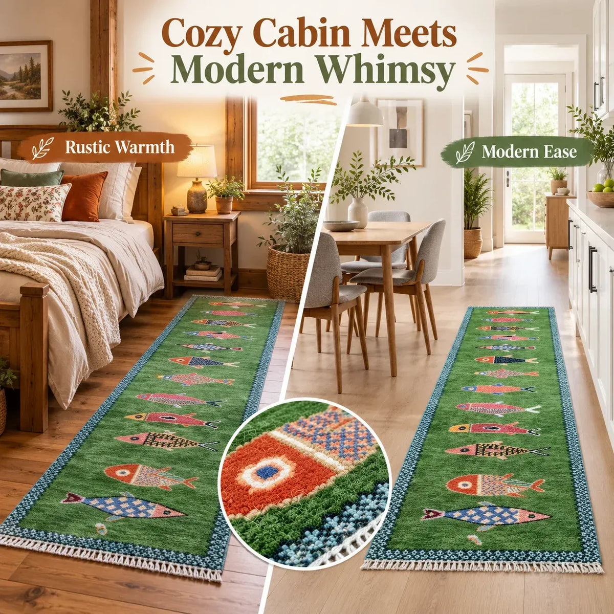 Artisanal Koi Fish Wool Runner Rug 🎏(📦Buy 2 Free Shipping)