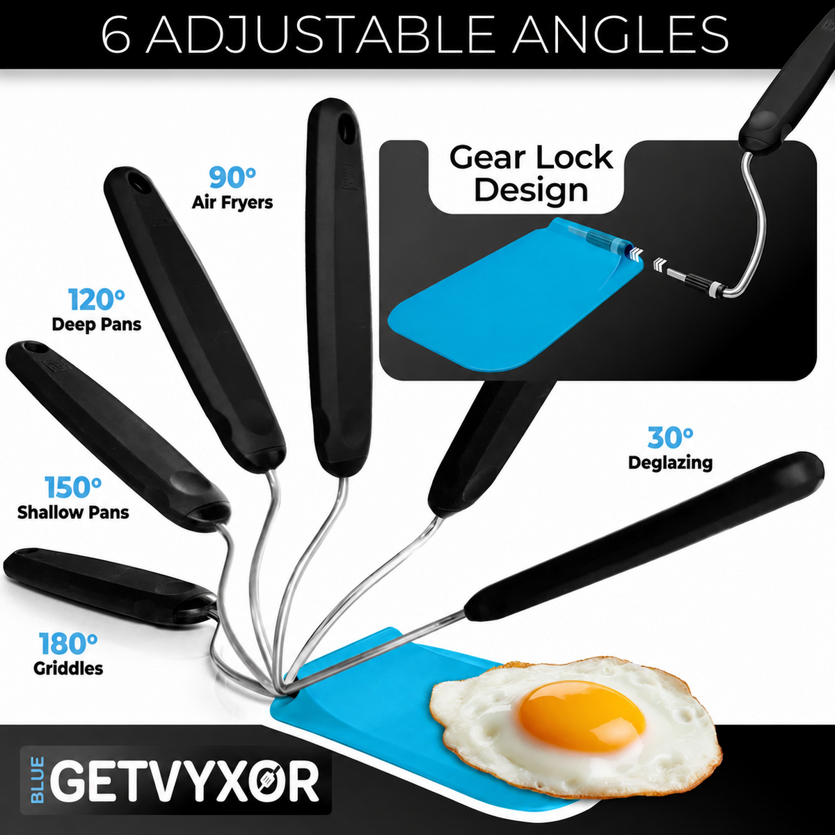 Adjustable Spatula—The spatula that adjusts to your pan — instead of making your wrist adjust to it.
