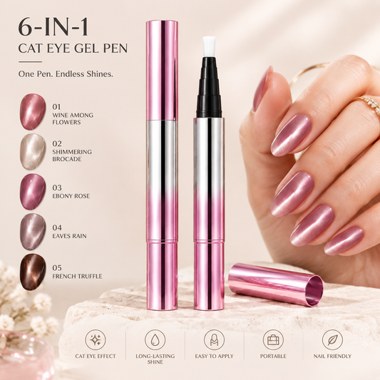 6-in-1 Cat Eye Nail Gel Pen Easy Magnetic Nail Art at Home
