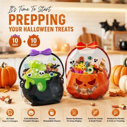 Halloween Pumpkin Treat Bags – 20 Pack Buy more save more 50%OFF🎃