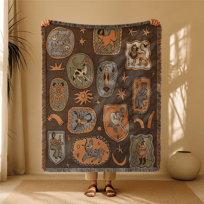 🎃✨Halloween Patchwork Woven Throw Blanket with Tassels