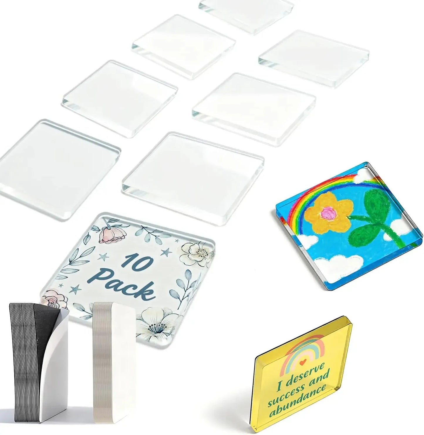 🎞️✂️ 10-Pack 2" Clear Acrylic Fridge Magnets – DIY Photo Frames with 3D Effect