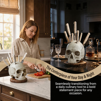 Resin Skull Knife Holder 💀🔪 A Hand-Painted Skull Sculpture That Actually Holds Your Knives