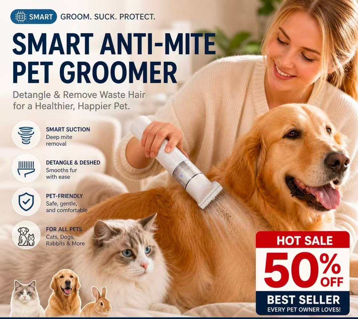 🔥Electric Pet Grooming Comb🐕Keep your furry friends away from mites, fleas and tangled fur!