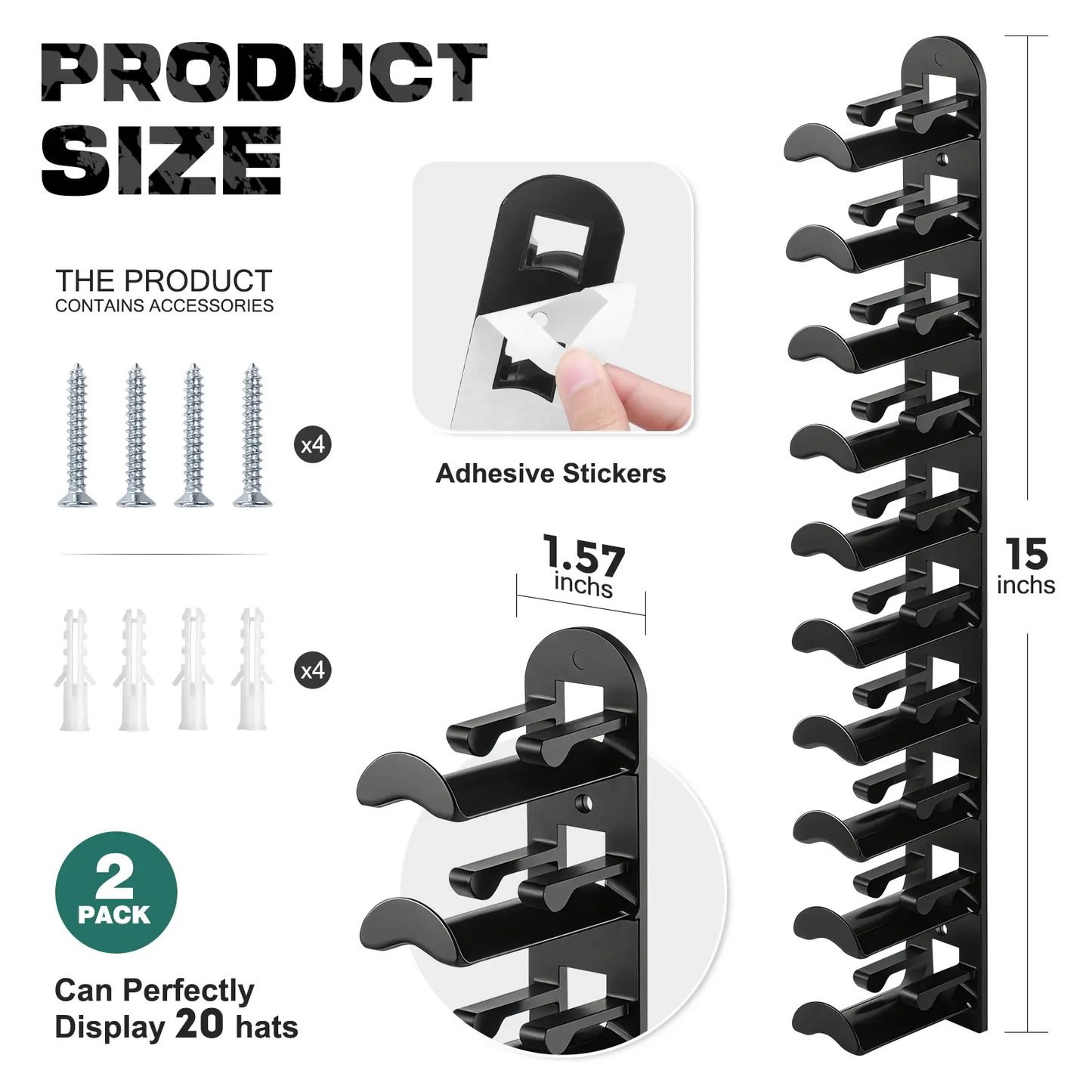 🧢Wall-mounted hat rack – each rack can hold 10 hats