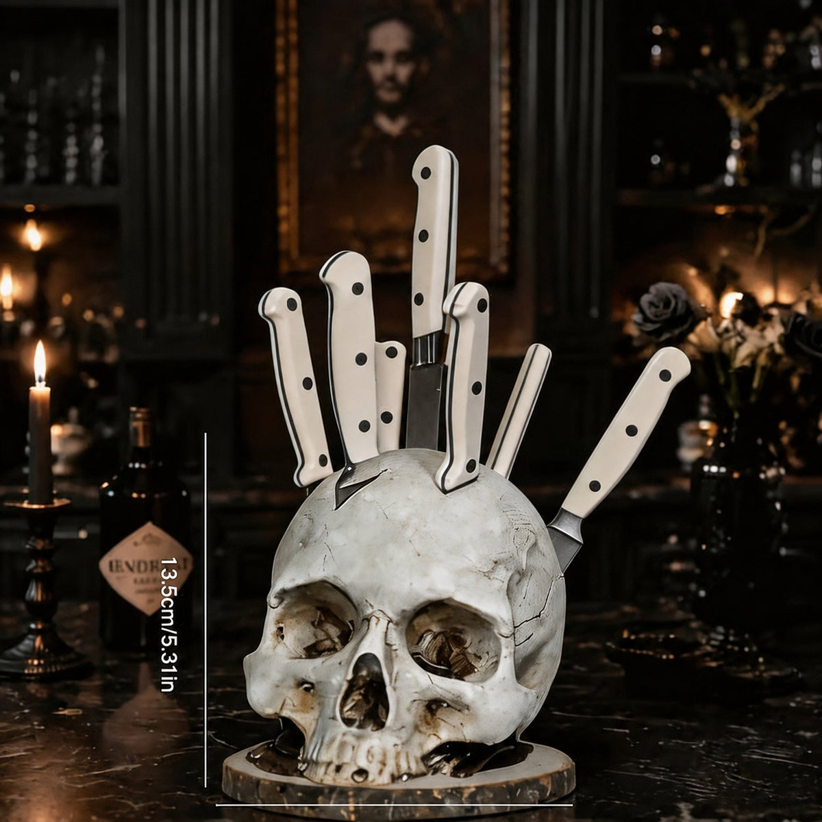 Resin Skull Knife Holder 💀🔪 A Hand-Painted Skull Sculpture That Actually Holds Your Knives