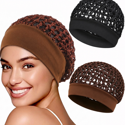 💥Limited Stock 49% OFF💥   3-Piece Stretchy Wide-Edge Sleep Bonnet Set – Soft Hair Protection Caps for Nighttime Hair Care
