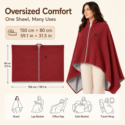 ♨️Heated Warmth Shawl – 8 Heating Zones & 3 Heat Levels
