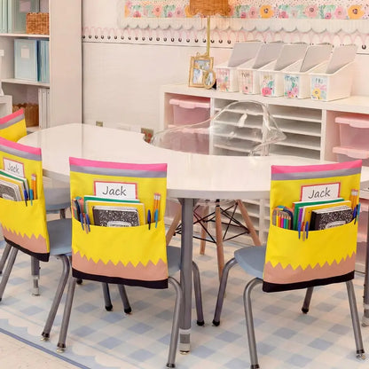Crayon Chair Back Pockets for Classroom Storage