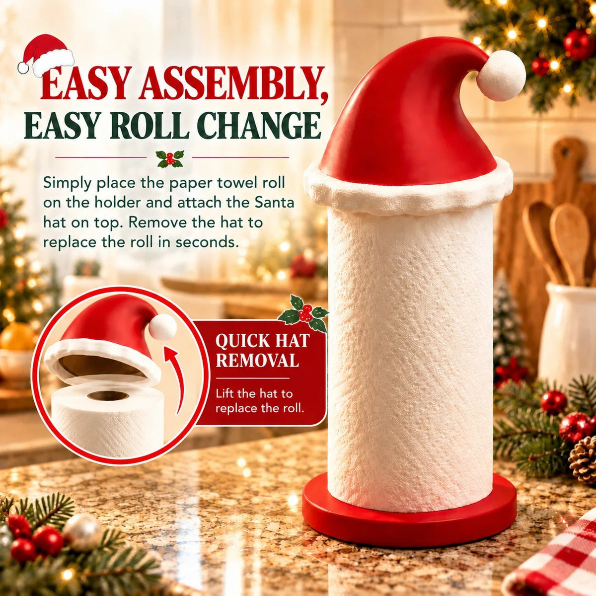 🎄 Festive Santa Hat Paper Towel Holder