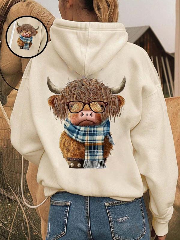 🎄🎅2026 CHRISTMAS SALE 70% OFF!!🎁Cute Highland Cow Cozy Fleece-Lined Hooded Sweatshirt🦬