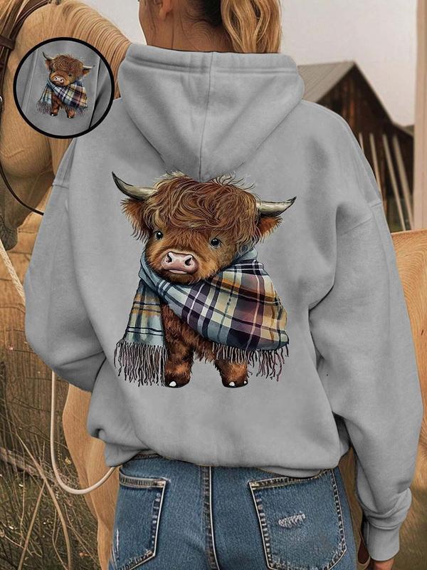 🎄🎅2026 CHRISTMAS SALE 70% OFF!!🎁Cute Highland Cow Cozy Fleece-Lined Hooded Sweatshirt🦬