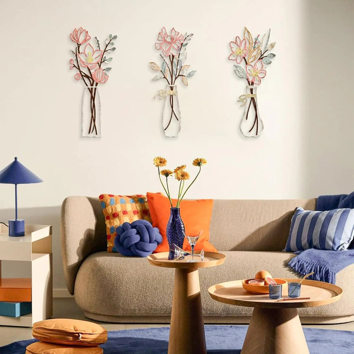 🔥LAST DAY 50% OFF - 🌸 3-Piece Metal Flower Wall Art – Rustic Farmhouse Decor for Home, Porch & Living Spaces