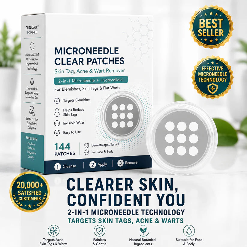 Clear your skin with our 2-in-1 microneedle & hydrocolloid patches. Effectively fades acne, blemishes, scars & skin tags. Invisible for face & body. Shop now!