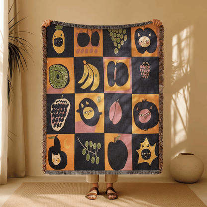 🎃✨Halloween Patchwork Woven Throw Blanket with Tassels