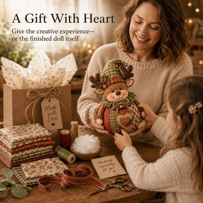 🎄 Save 50% | Christmas Patchwork Doll Sewing Kit – A Cosy Craft for Quiet Moments