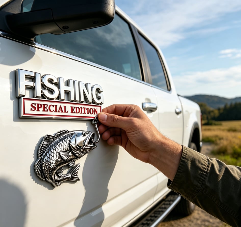 🎣 Fishing Special Edition Premium 3D Metal Vehicle Emblem Badge