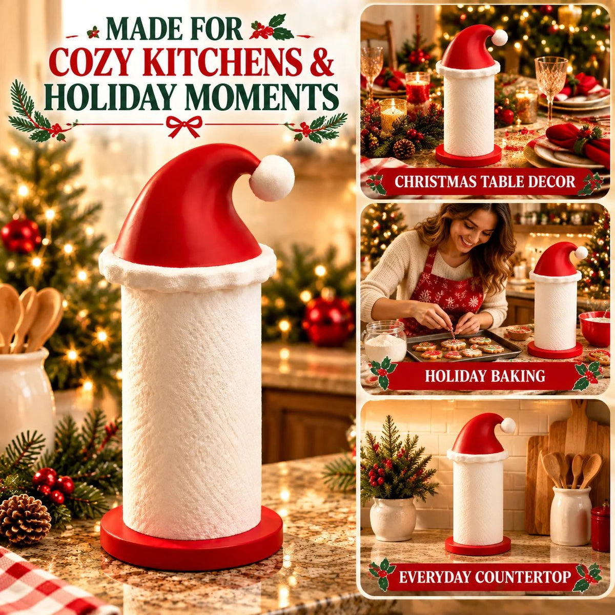 🎄 Festive Santa Hat Paper Towel Holder