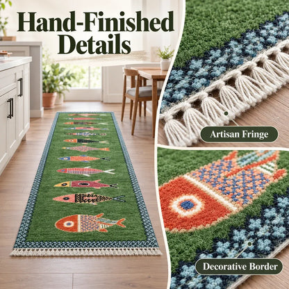 Artisanal Koi Fish Wool Runner Rug 🎏(📦Buy 2 Free Shipping)