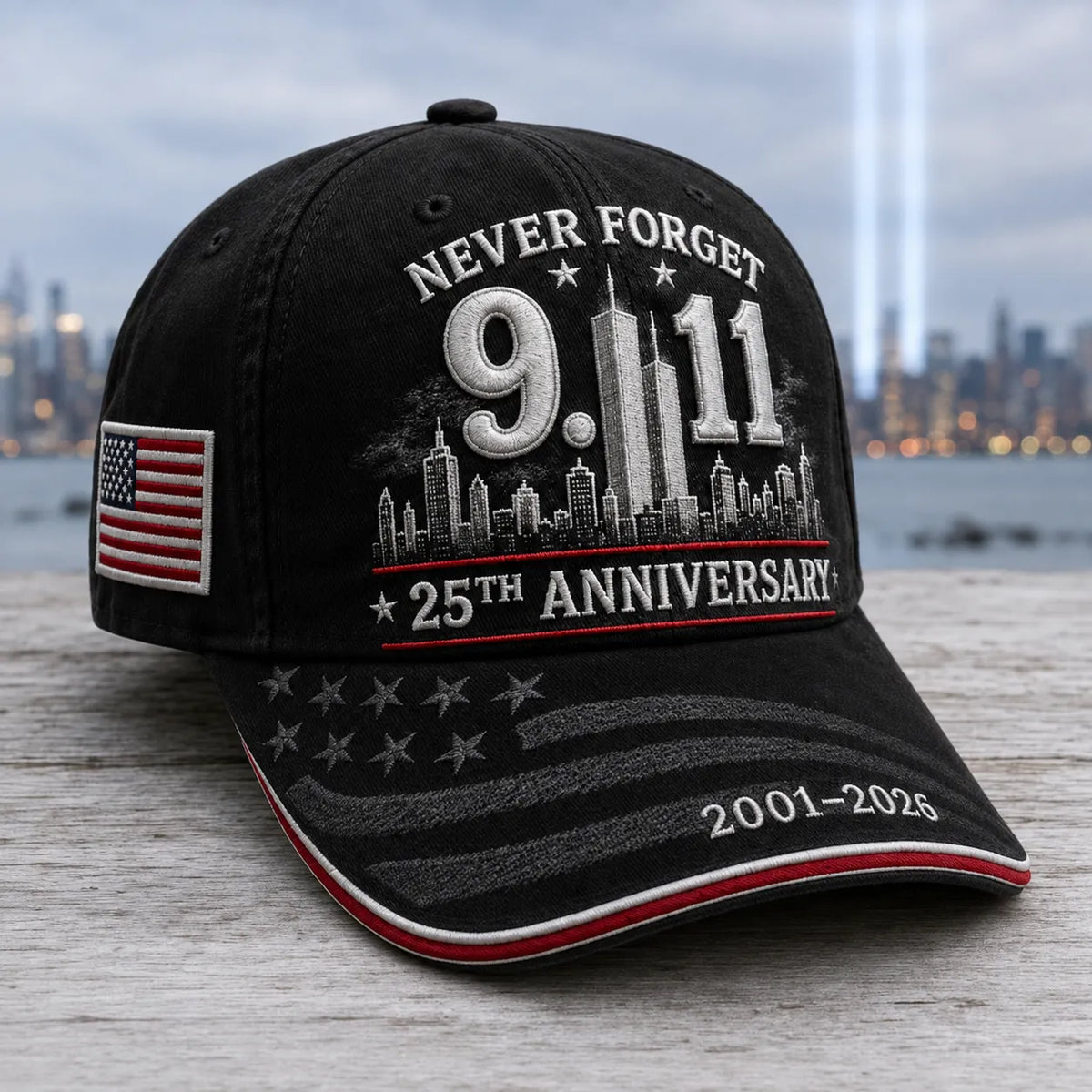 9/11 Never Forget 25th Anniversary Embroidered Cap – Unisex Patriotic Memorial Hat🧢 100% Cotton