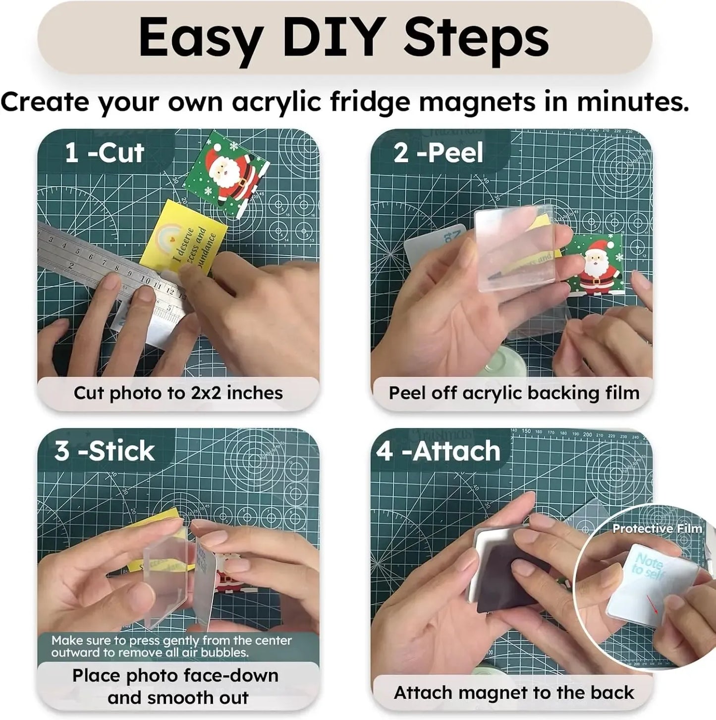 🎞️✂️ 10-Pack 2" Clear Acrylic Fridge Magnets – DIY Photo Frames with 3D Effect