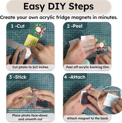 🎞️✂️ 10-Pack 2" Clear Acrylic Fridge Magnets – DIY Photo Frames with 3D Effect