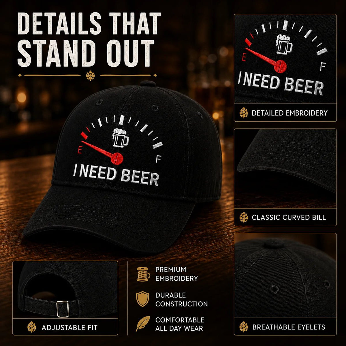 🔥LAST DAY 50% OFF - 🍺 I NEED BEER Embroidered Baseball Cap – Unisex Memorial Hat🧢
