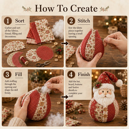 🎄 Save 50% | Christmas Patchwork Doll Sewing Kit – A Cosy Craft for Quiet Moments
