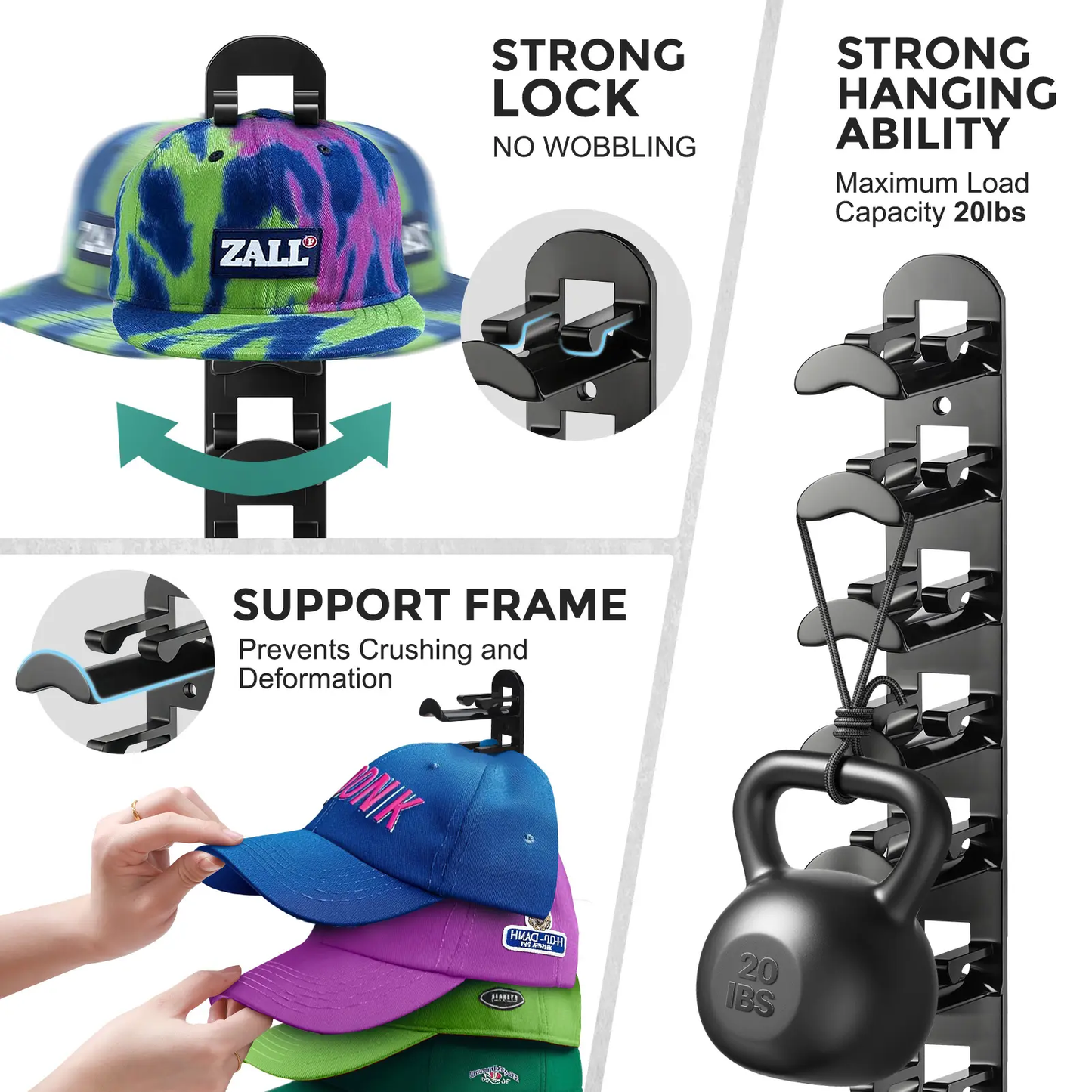 🧢Wall-mounted hat rack – each rack can hold 10 hats