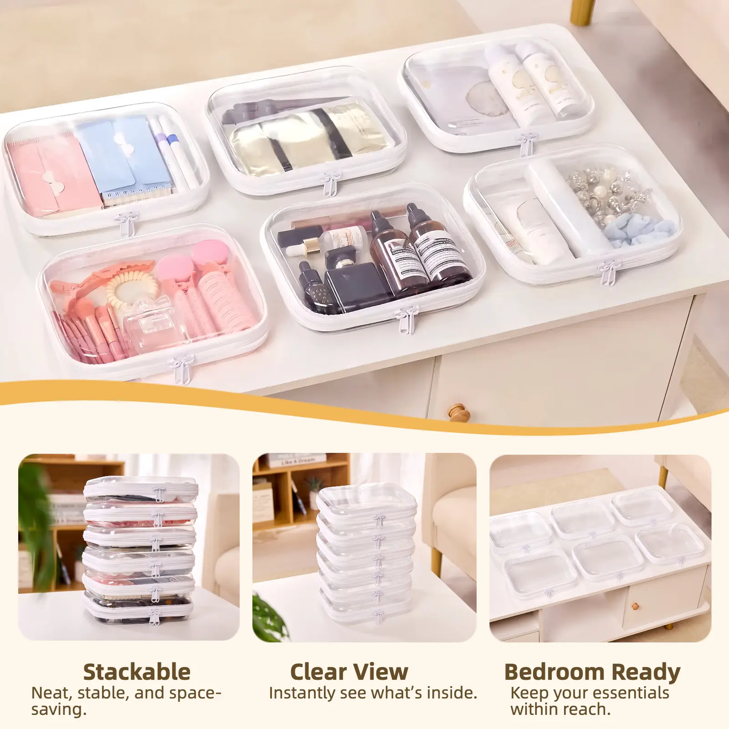 📦Rigid transparent zippered multi-functional storage box