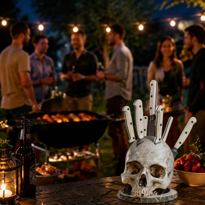 Resin Skull Knife Holder 💀🔪 A Hand-Painted Skull Sculpture That Actually Holds Your Knives