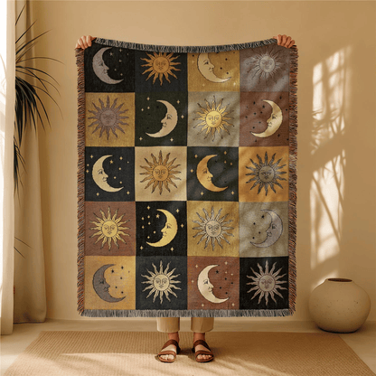 🎃✨Halloween Patchwork Woven Throw Blanket with Tassels