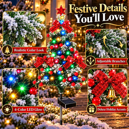 🎄 Solar Cedar Christmas Tree Lights| Festive Outdoor Holiday Decor🔥