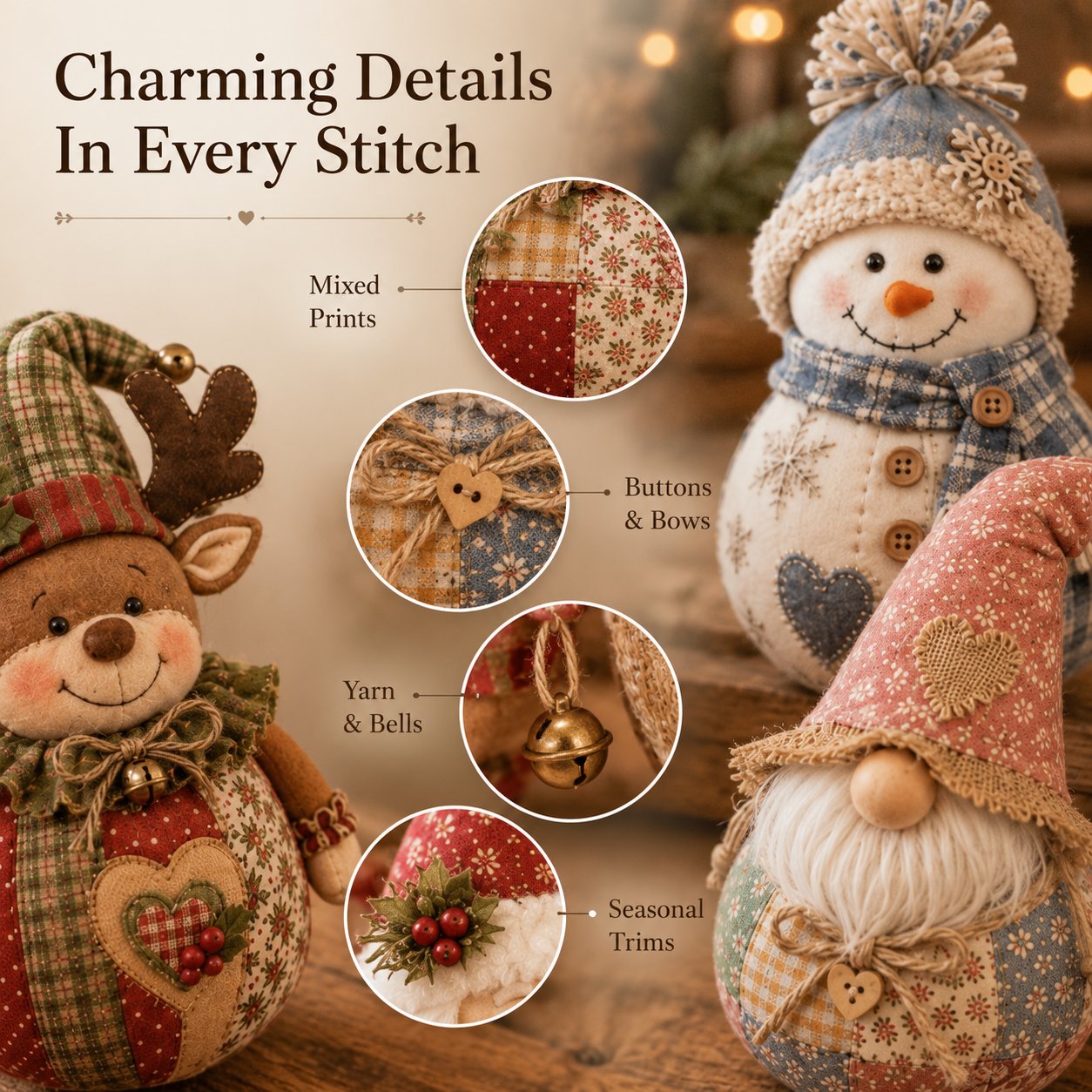 🎄 Save 50% | Christmas Patchwork Doll Sewing Kit – A Cosy Craft for Quiet Moments