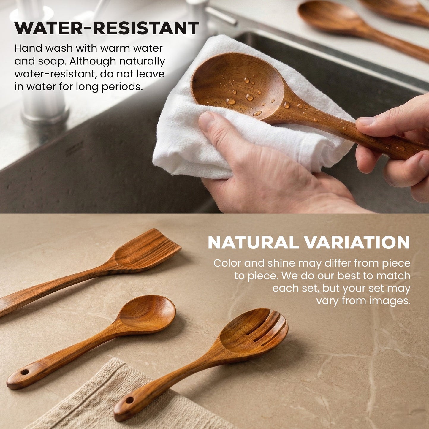 The TeakWood QRAVION™ | Premium Non-Toxic Utensil Set Teak Wood Utensils