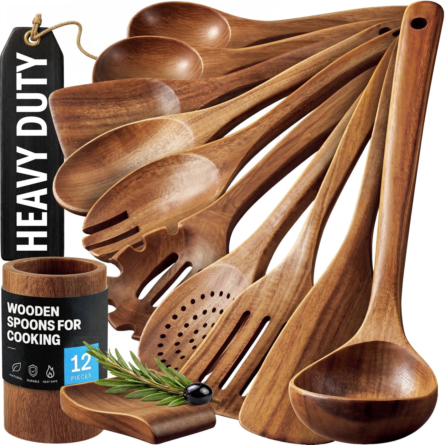 The TeakWood QRAVION™ | Premium Non-Toxic Utensil Set Teak Wood Utensils