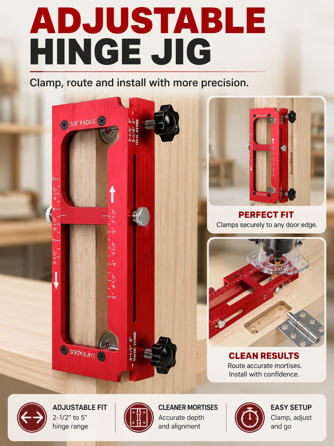 🔨 Adjustable Door Hinge Jig for Precise Mortising