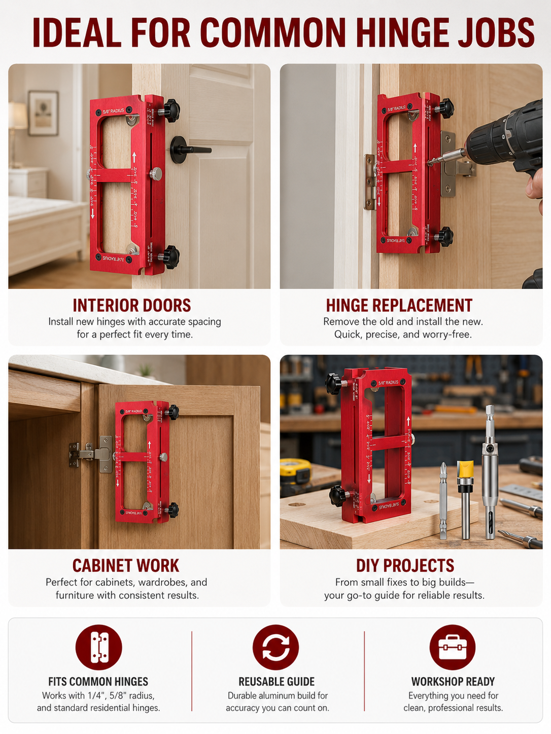 🔨 Adjustable Door Hinge Jig for Precise Mortising
