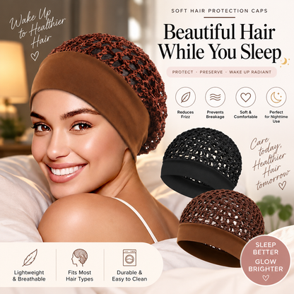 💥Limited Stock 49% OFF💥   3-Piece Stretchy Wide-Edge Sleep Bonnet Set – Soft Hair Protection Caps for Nighttime Hair Care