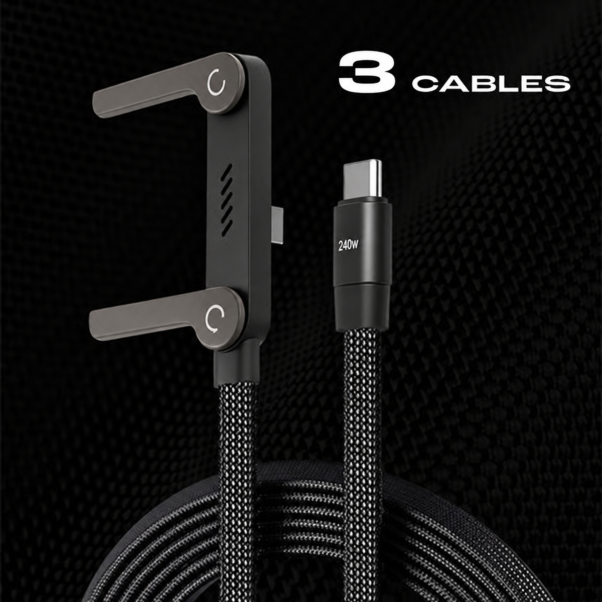 🚨 FLASH SALE — 🔋240W Braided Fast Charge Cable With Built-in Phone Stand