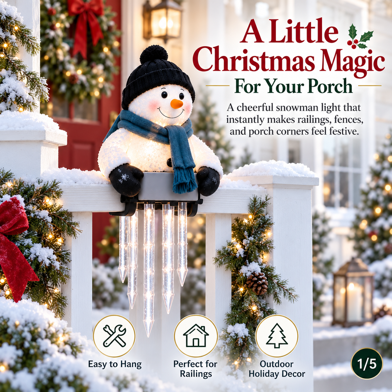 🔥 Today 50% OFF - WinterGlow Snowman Icicle Light Decor