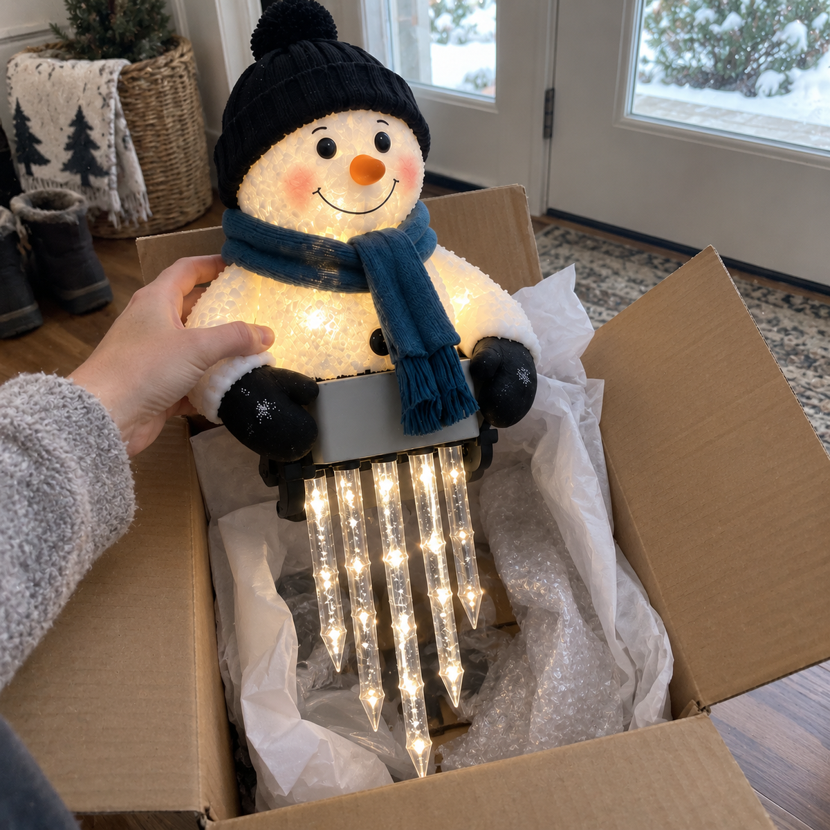 🔥 Today 50% OFF - WinterGlow Snowman Icicle Light Decor